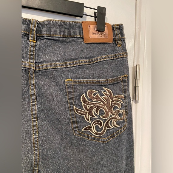 Gazoz Size 16 Embroidered Pocket Zip Up Ramie Cotton Stretch Cropped Jeans - Picture 11 of 11